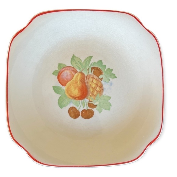 CAMWOOD IVORY Vintage 40’s 50’s Seafood Fruit Veggies Square Luncheon Plates - Picture 5 of 8